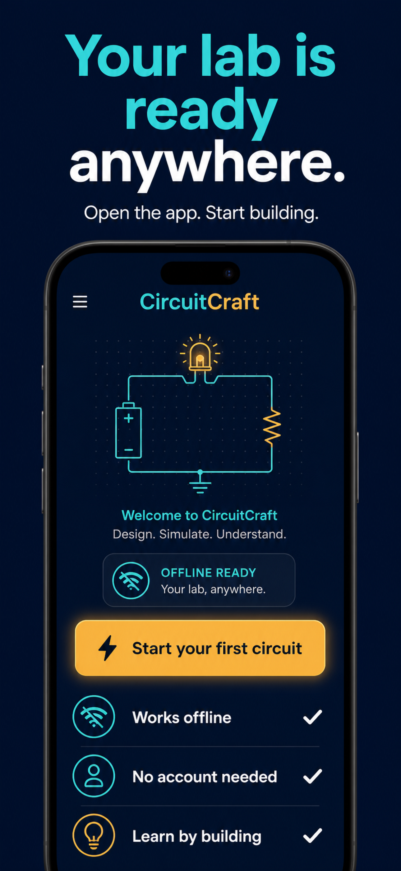 CircuitCraft offline ready home screen